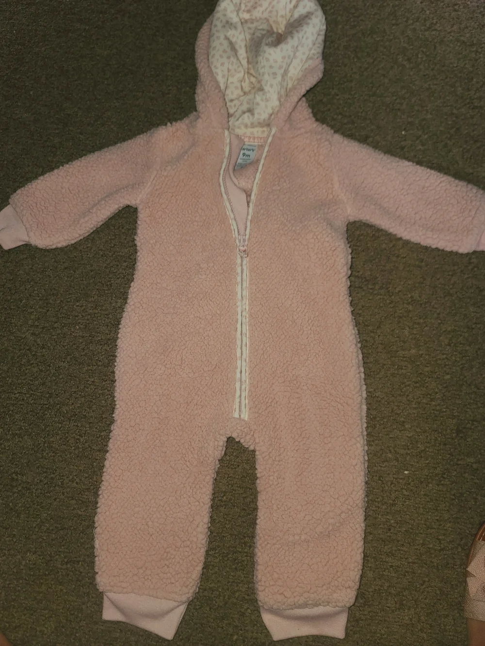 Carter's Light Pink Sherpa Hooded One-Piece Footie